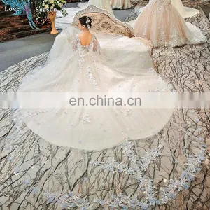 Gt902 2017 Luxury High Quality Cape White Muslim Lace Bridal Gown Muslim Wedding Dress thumbnail-3