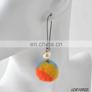 Fashion Colorful Fluffy Earrings Pom Pom Earrings thumbnail-4