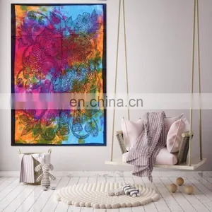 Indian 2017 Tapestry Throw Cotton Home Decor Poster Elephant Yoga Mat Meditation Wall Hanging thumbnail-1