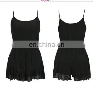 Hot Sale Sexy Summer Women Sleeveless Solid Black Thin Straps Jumpsuit thumbnail-3