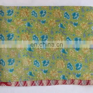 Quilt Handmade Reversible Kantha Throw Vintage Bedspread Gudari Quilted Sheet thumbnail-3