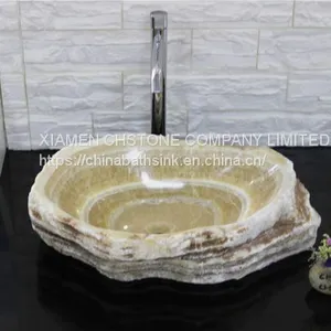 Honey Onyx Bathroom Wash Basin Luxury Stone Vessle Sink thumbnail-2