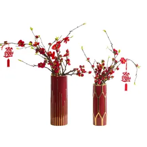 Light Luxury Chinese Electroplate Large Green Blue White Ceramic Vase For TV Bench Decor thumbnail-5