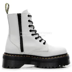 Jadon High Top Thick Bottom 8 Hole Martin Side Zipper English Women's Short Boots Sponge Bottom Lacing Work Boots thumbnail-1