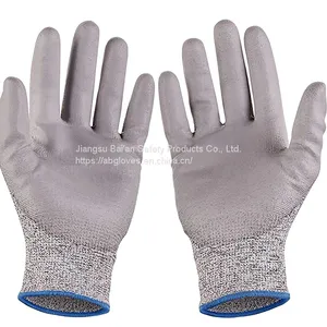 High Quality 13 Gauge Hppe Cut Resistant Palm Coating PU Safety Work Gloves thumbnail-5