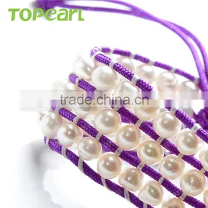 Topearl Jewelry Freshwater Pearl Bracelet Woven Wrap Bracelet Latest Design Bangle CLL173 thumbnail-3