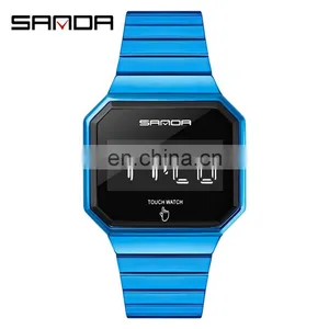 Sanda 8001 Luxury Touch Screen LED Wristwatch for Men Luminous Waterproof Steel Digital Watches thumbnail-2