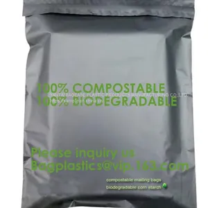 Biodegradable Compostable Plastic Courier Shipping Envelope Custom Matte Black Corn Mailers Bag Bagplastics Bagease thumbnail-5