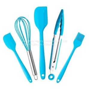Wholesale Kitchen Accessories 5Pcs Heat Resistant Food Silicone Kitchen Utensils Cooking Spatula Set thumbnail-2