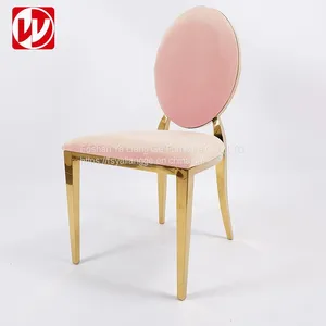 Pink Velvet Cushion Event Party Chairs Hotel Restaurant Stacking Design Gold Stainless Steel Banquet Chair thumbnail-1