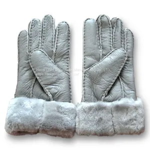 Fur Winter Gloves Wholesales Real Sheepskin Ladies Sheepskin Leather Gloves for Women thumbnail-2
