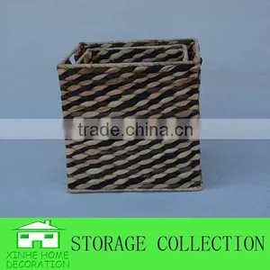 S/2 Square Natural Water Hyacinth Woven Storage Cubes thumbnail-3