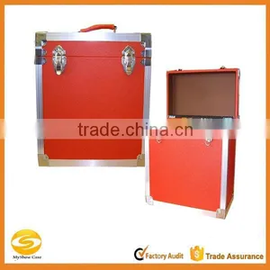 High Quality Red Faux Leather LP Record Carrier Case,red Vinyl lp Flight Box,professional Faux Leather DJ Flight Case Record Box thumbnail-1