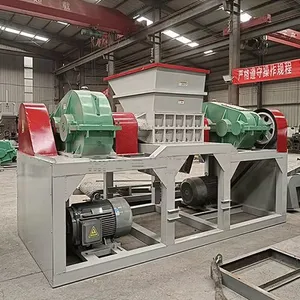 Waste Plastic Paper Cardboard Double Shaft Shredder Machine Dual Axis Shredder for Metal Shell Paper Roller thumbnail-6