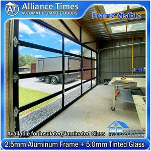 Aluminum Frame Frosted Transparent Clear Tempered Glass Panels Sectional Garage Doors thumbnail-3