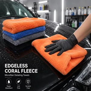 Edgeless Coral Fleece Microfiber Towels | Scratch-Free Auto Detailing Cloths thumbnail-1