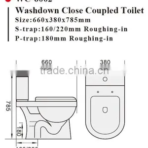 Two-Piece Washdown Watermark Toilet S/P Trap With GEBERIT or R&T Fitting Soft Cover, Australian Standard WELS WC-6002 thumbnail-2