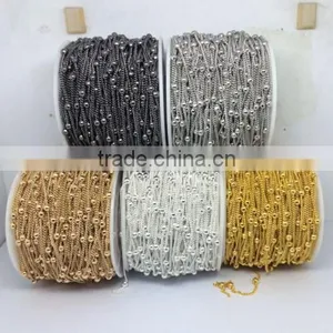 Satellite Beaded Curb Chain Soldered Welded Link Brass Based thumbnail-1