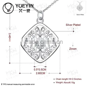 America Hot Selling New Fashion Style Fast Delivery Wholesale Fashion Silver Plated Zircon Necklaces thumbnail-3