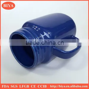 Sublimation Travel Mug Promotional Household Ceramic Blue Beer Mug thumbnail-2