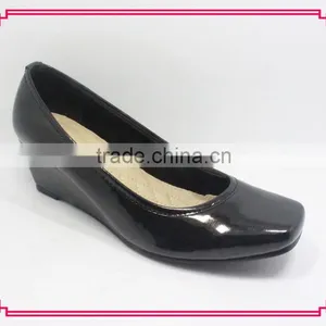 Patent PU Black Shoes Square Toe Wedge Women Shoes thumbnail-1