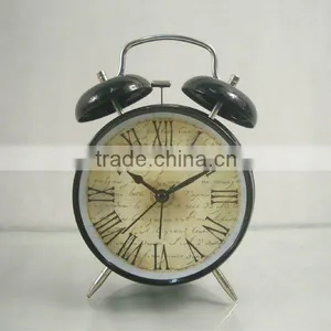 Cartoon Retro Standing Metal Mini Classical Black Paris Bell Table Clock thumbnail-2