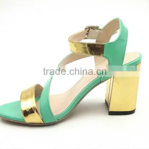 Young Lady Thick High Heel Ankle Strap Mix Color Sandals thumbnail-3