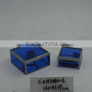 Square Storage Glass Box With Blue Color thumbnail-1