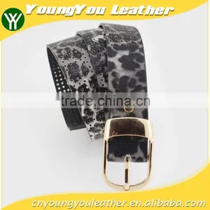 2015 Designer Fashion Women's Leopard Pointed Plain Pierced Belt With Fuax Leather Factory China thumbnail-1