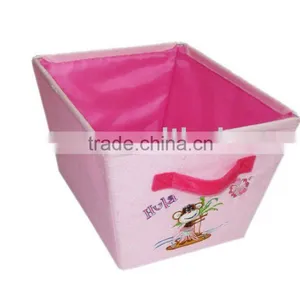 Pink Cotton Flannel Storage Bin thumbnail-1