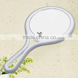 Double Sided Magnifying Hand Makeup Mirror, Plastic Cosmetic Hand Held Mirror thumbnail-1