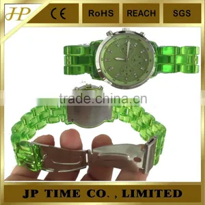 Screws Stainless Steel Case Back Transparent Fashion Cheap Plastic Watch Green Vogue Lady Watch thumbnail-1