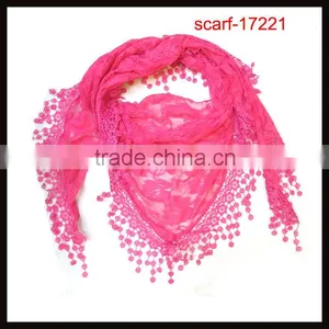 2014 Fashion Women Triangle Red Lace Scarf thumbnail-1