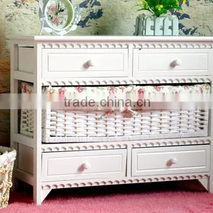 French Style Living Room Cabinet Antique White Solid Wood Sideboard Popular Design thumbnail-1