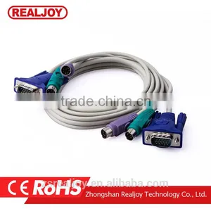 0.86 3 Parallel 1.5m Factory Price Beige Belge Vga to Mini Din Kvm Cable thumbnail-2