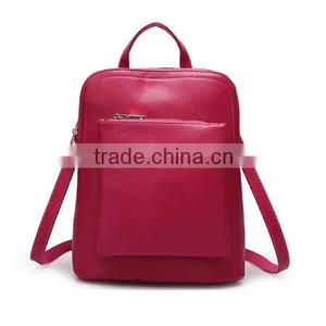 Solid Color Pu Leather College Daypacks Travel Backpack thumbnail-2