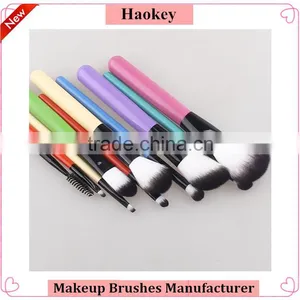 2016 New and Popular Colorful Handle 10pcs Nylon Hair Travel Kit Makeup Brush Set thumbnail-3