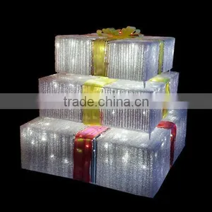 3D Led Decorative, Christmas Gift Box, Crystal Sculpture Motif,art and Craft Light thumbnail-1