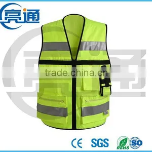 2 Pockets Neon Green Safety Vest With Reflective Strips ANSI/ISEA Medium thumbnail-2
