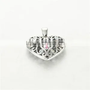 Colorful Rhinestone Jewelry Silver Heart Pendant thumbnail-4