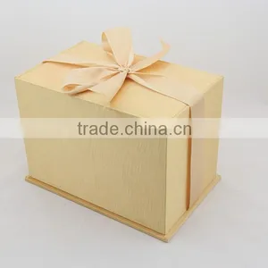 Luxury Golden Gift Box With Ribbon , Accept OEM / ODM Order thumbnail-1