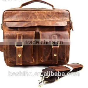 Custom Design Mens Cowhide Vintage Leather Tote Bag Handbag Shoulder Bag thumbnail-1
