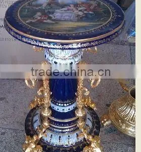 Adorable Cherubs Designed Porcelain Handicraft Small Round Table, Home Decorative Porcelain Art Table thumbnail-2