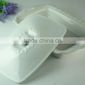 Stocked White Serveware Porcelain Serving Soup Tureen With Lid Cooking Rectangle Tureen for Restaurants and Home Use thumbnail-2
