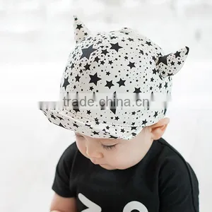 Baby Summer Hat Baby Sunbonnet Child Hat Five-pointed Star Horn Roll up Hem Baseball Cap thumbnail-3