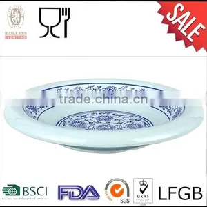 Hot Selling Melamine Soup Plate,Blue and White Porcelain Designs Dinner Plate thumbnail-1