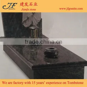 Western Style Large Absolute Black Granite Headstone For Sale thumbnail-5