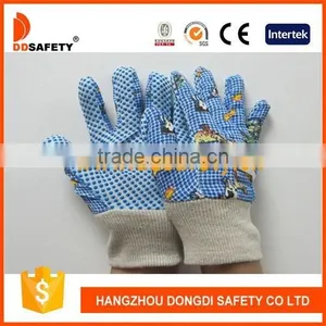 Blue Dots On Plam Dots Pattern Back Protective Kids Hands Garden Gloves thumbnail-1