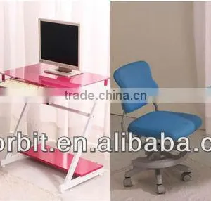 Cheap Stainless Steel Modern Glass Computer Desk thumbnail-6