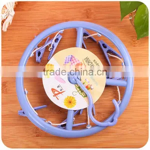 C186 Drying Clothes Plastic Hanger With Clips Round Shape thumbnail-1
